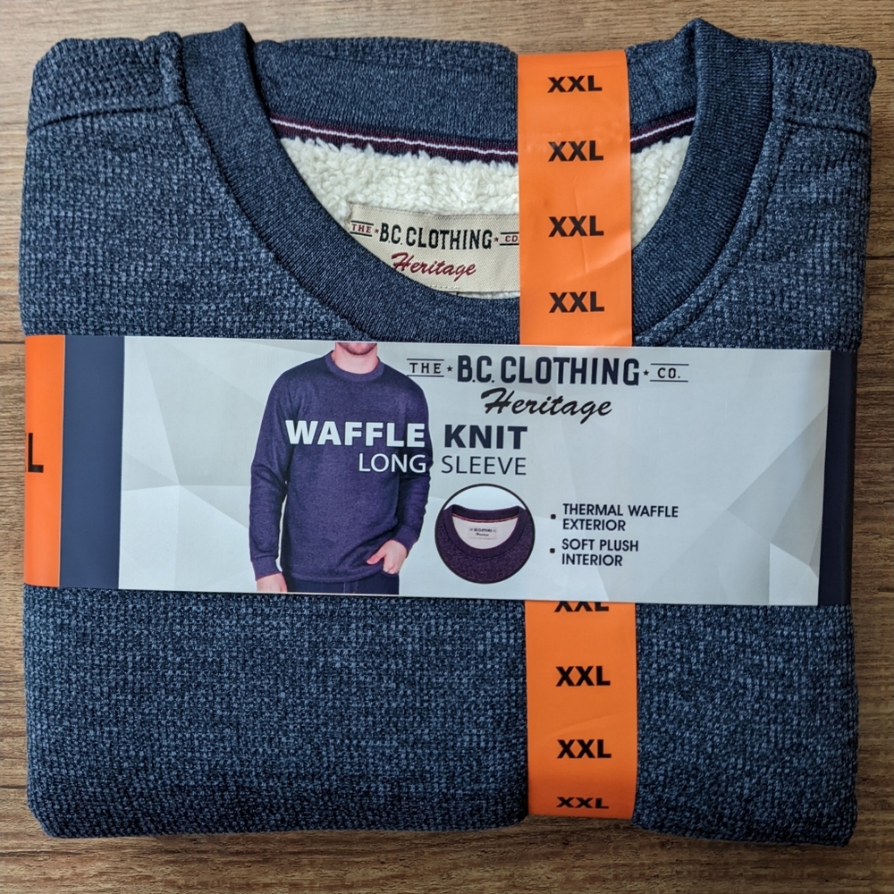 XXL, BC Clothing Men's Fleece Lined Crew Sweatshirt